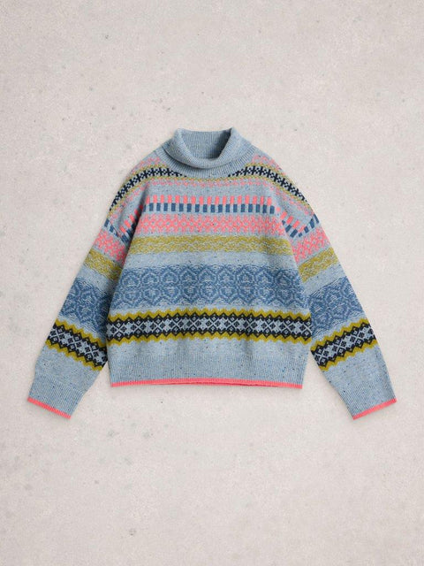 White Stuff Felicity Farisle Jumper- Blue Multi