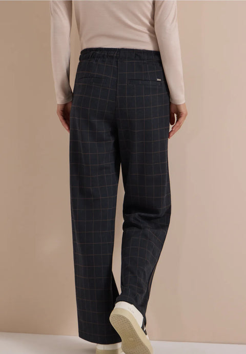 Cecil Wide Leg Trousers with check pattern