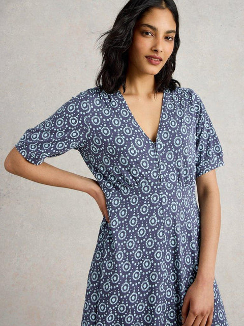 White Stuff Megan Jersey Dress - Navy Print