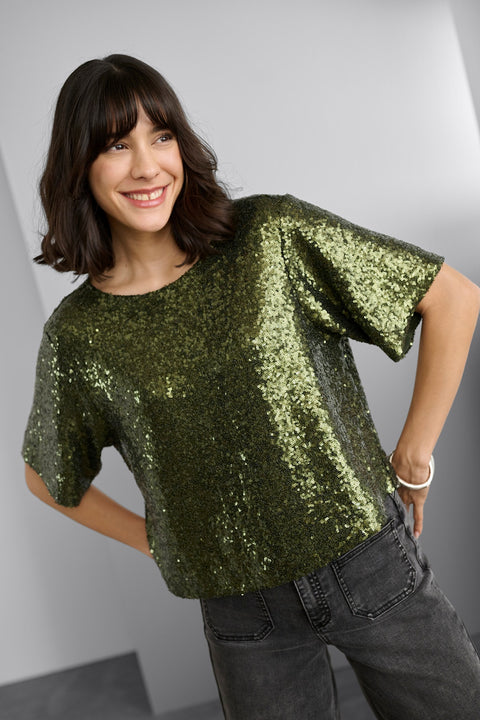 Kaffe Kamiranda Sequin Blouse - Ivy Green