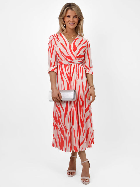 Kate & Pippa Positano Dress in Orange/Cream Print