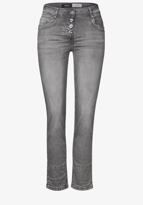 Cecil Scarlett Straight Turn Up Jeans - Grey