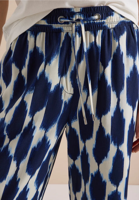 Cecil Neele High Waist Wide Leg Trousers - Navy