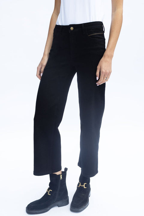 No2moro Napoli Wide Leg Black Denim - 27" leg