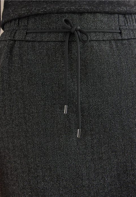 Cecil Herringbone Short Skirt - Black