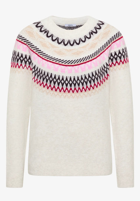 Cecil Cosy Norwegian Jumper - Eggshell Melange