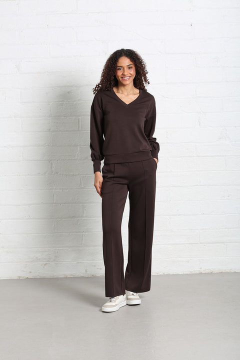Relax & Renew Elara V-Neck Sweater - Brown