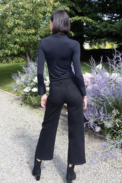 No2moro Napoli Wide Leg Black Denim - 27" leg