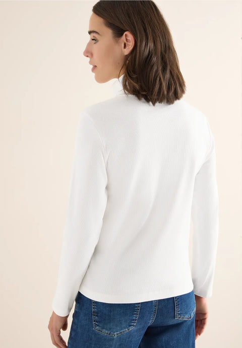 Cecil Turtle Neck Rib Top - White
