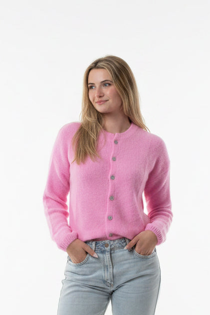 Bubblegum Pink Mohair Cardigan