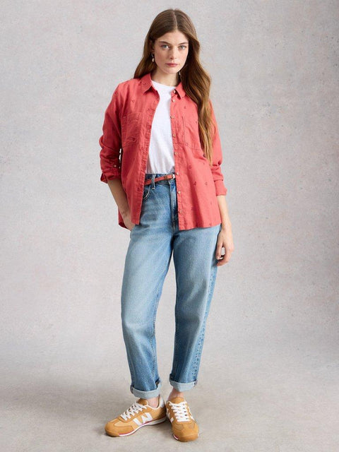 White Stuff Sophie Collared Organic Cotton Long Sleeve Shirt
in MID PINK