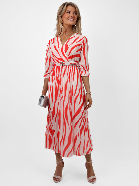 Kate & Pippa Positano Dress in Orange/Cream Print
