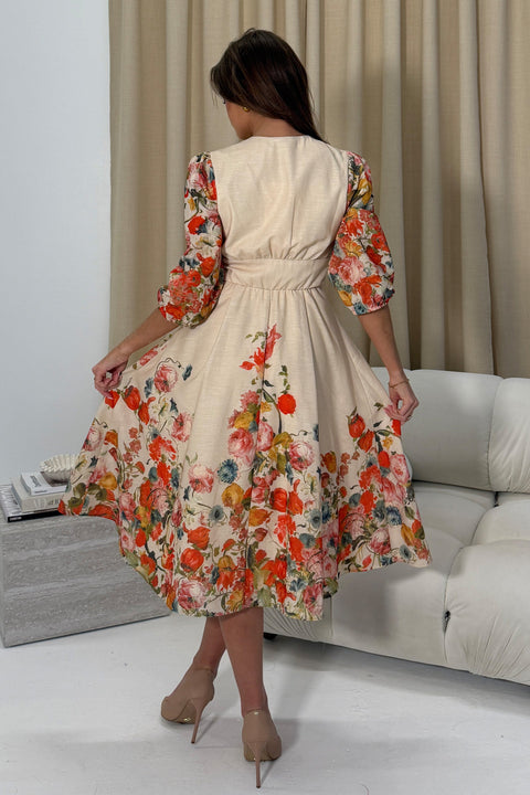 Girl in Mind Salma Long Sleeve Midi Print Dress