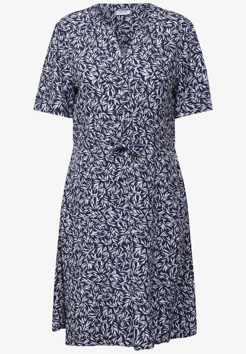 Cecil Patterned Textured Dress  - Navy
