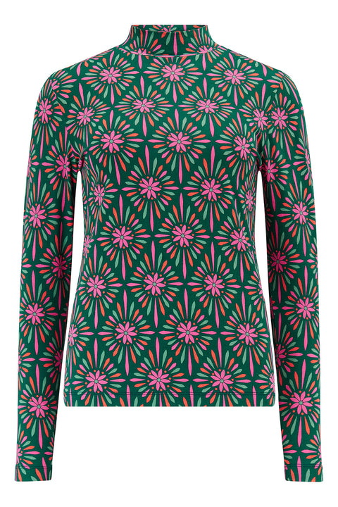 Sugarhill Annika Jersey Top - Green/ Pink