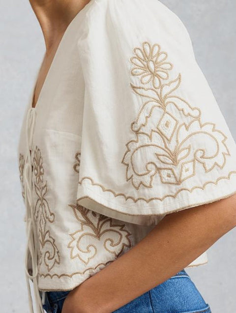 White Stuff Erin Tie Front Top