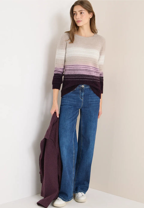 Cecil Feather Yarn Stripped Knit