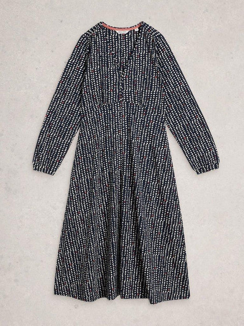White Stuff Megan Jersey Long Sleeve Midi Dress
in NAVY MULTI