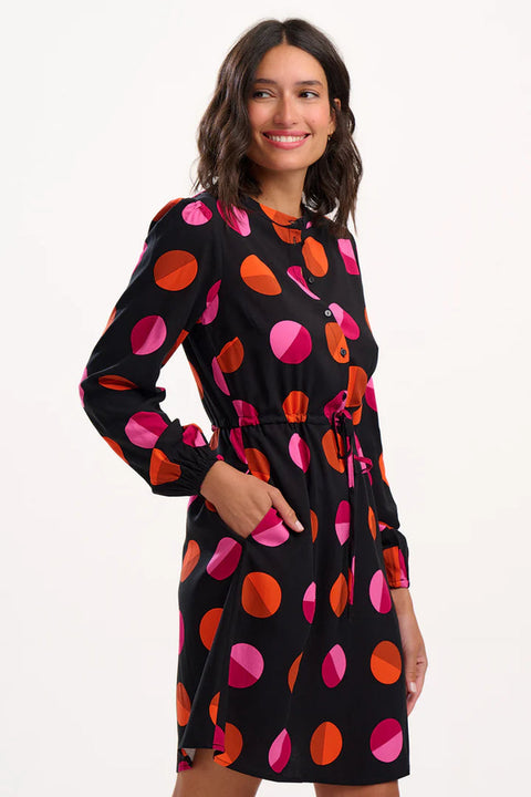 Sugarhill Flora Mini Shirt Dress - Black / Polka