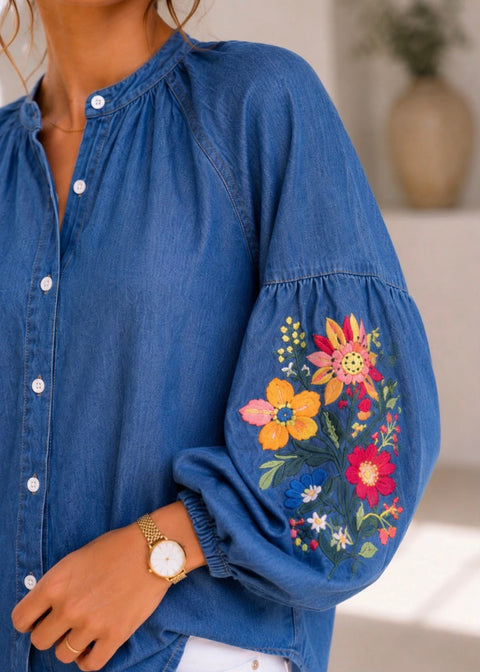Anna Denim Shirt with Embroidery