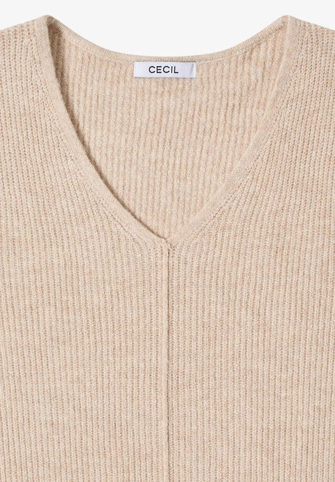 Cecil V-Neck Knit - Beige