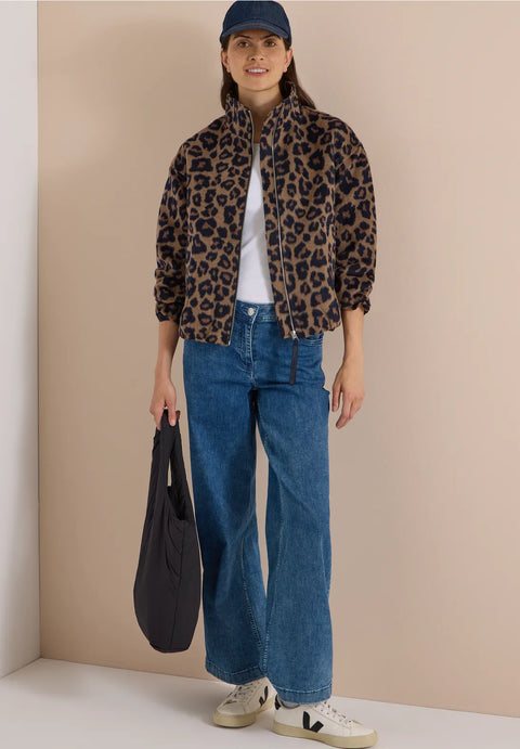 Cecil Animal Print Blouson Jacket - creamy mocha