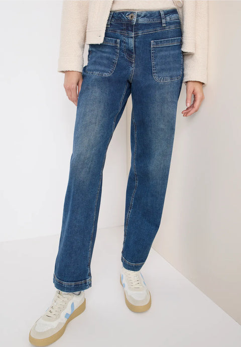 Cecil Neele Wide Leg Patch Pocket Jeans