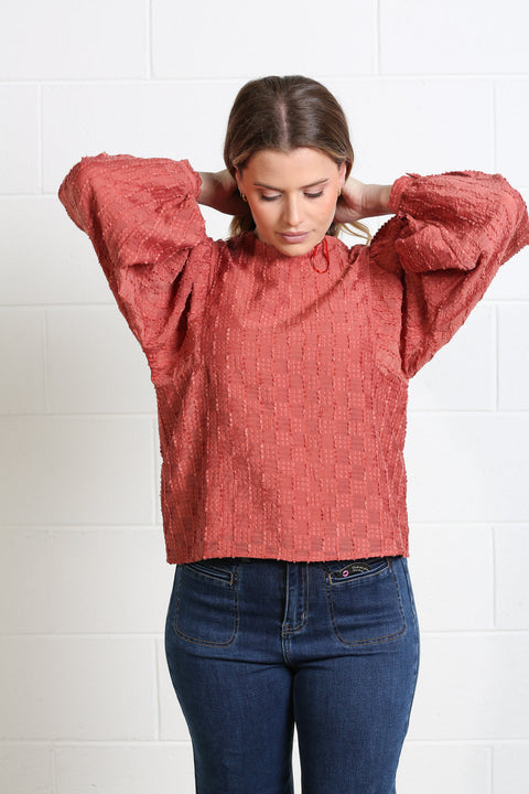 Rant & Rave Zeta Top -Terracotta