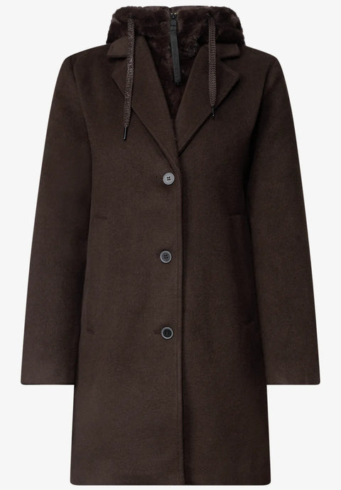 Cecil Wool Revers Coat with fir Inlay