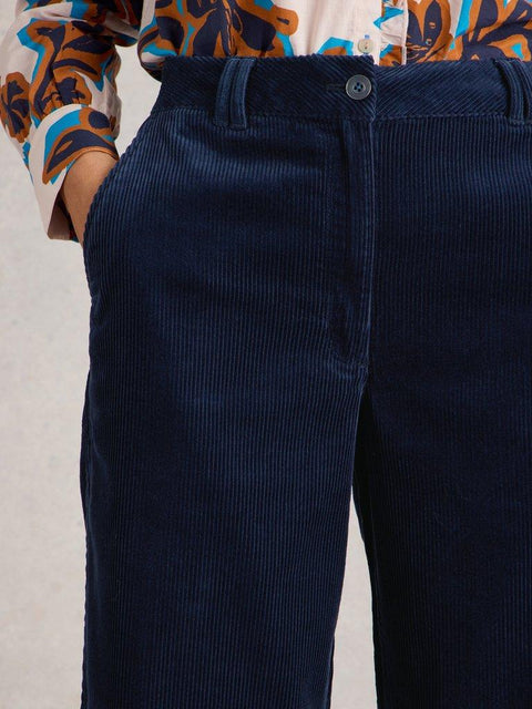 White Stuff Belle Cord Wide Leg Trousers - Navy