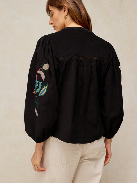 White Stuff Wren Embroidered Cord Blouse