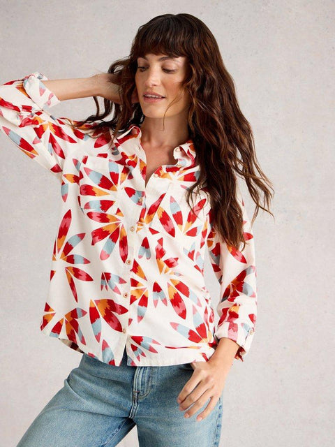 White Stuff Sophie Organic Cotton Shirt - Ivory Multi