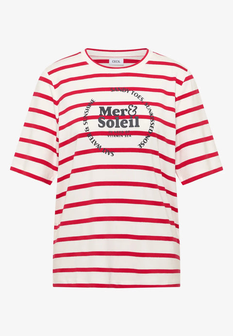 Cecil T-Shirt with Stripes - Red