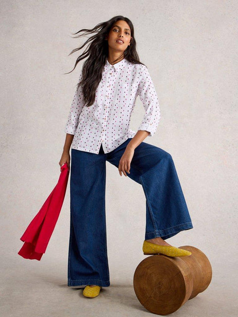 White Stuff Sophie Organic Cotton Shirt - White multi