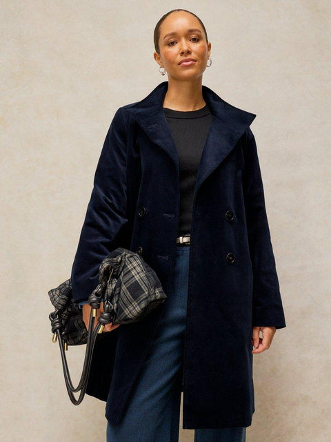 White Stuff Kaia Velvet Coat - dark navy