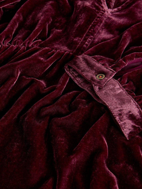 White Stuff Lucy Velvet Dress - in dark plum
