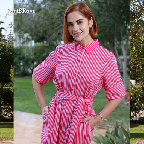 Rant & Rave Alicia Shirt Dress - Pink