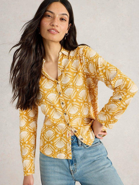 White Stuff Annie Jersey Shirt - yellow print