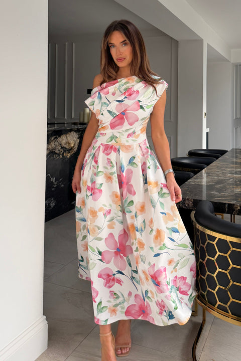 Girl in Mind Betty Skater Midi Dress - Pink