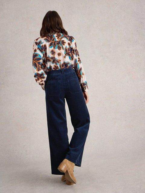 White Stuff Belle Cord Wide Leg Trousers - Navy