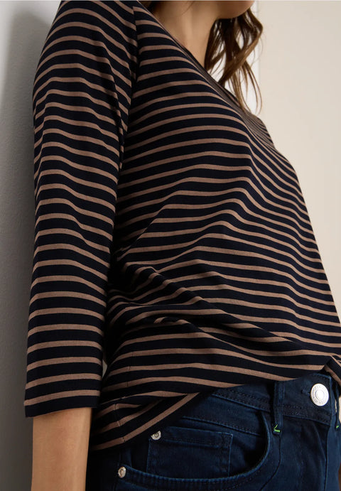 Cecil Basic Stripe Boatneck Top - Urban Navy