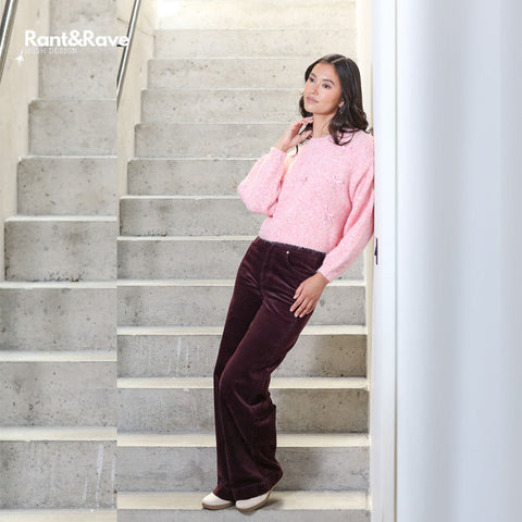 Rant & Rave Jacinda Wide Leg Cord - Plum