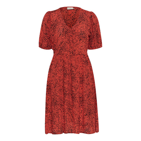 Kaffe Kalina Animal  Print Dress - Red