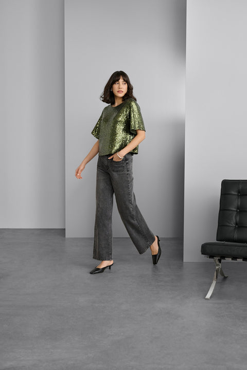 Kaffe Kamiranda Sequin Blouse - Ivy Green