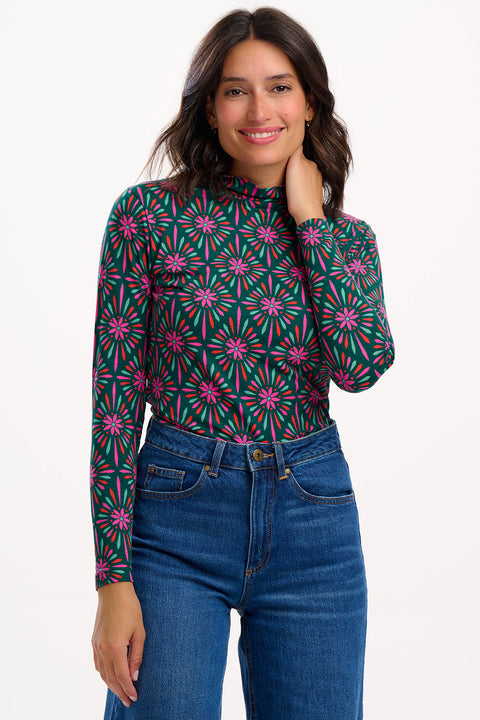 Sugarhill Annika Jersey Top - Green/ Pink