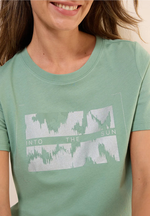 Cecil Metallic Foil FP T-Shirt - Matcha Green