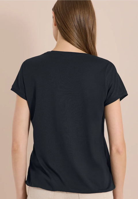 Cecil T-Shirt with V-neck & lace detail - palm breeze