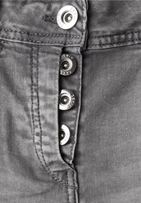 Cecil Scarlett Straight Turn Up Jeans - Grey