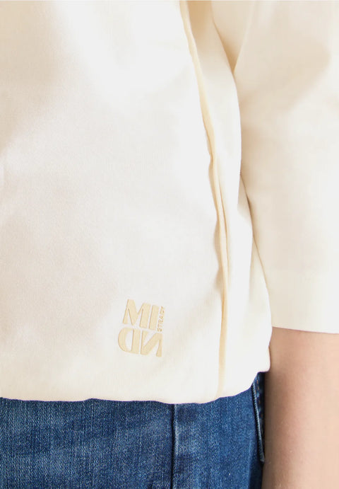 Cecil Solid Piping Top - Vanilla White