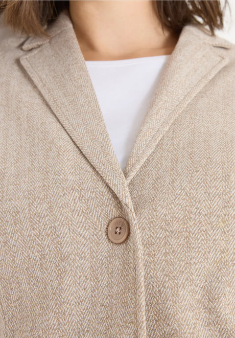 Cecil Herringbone Blazer - Creamy White